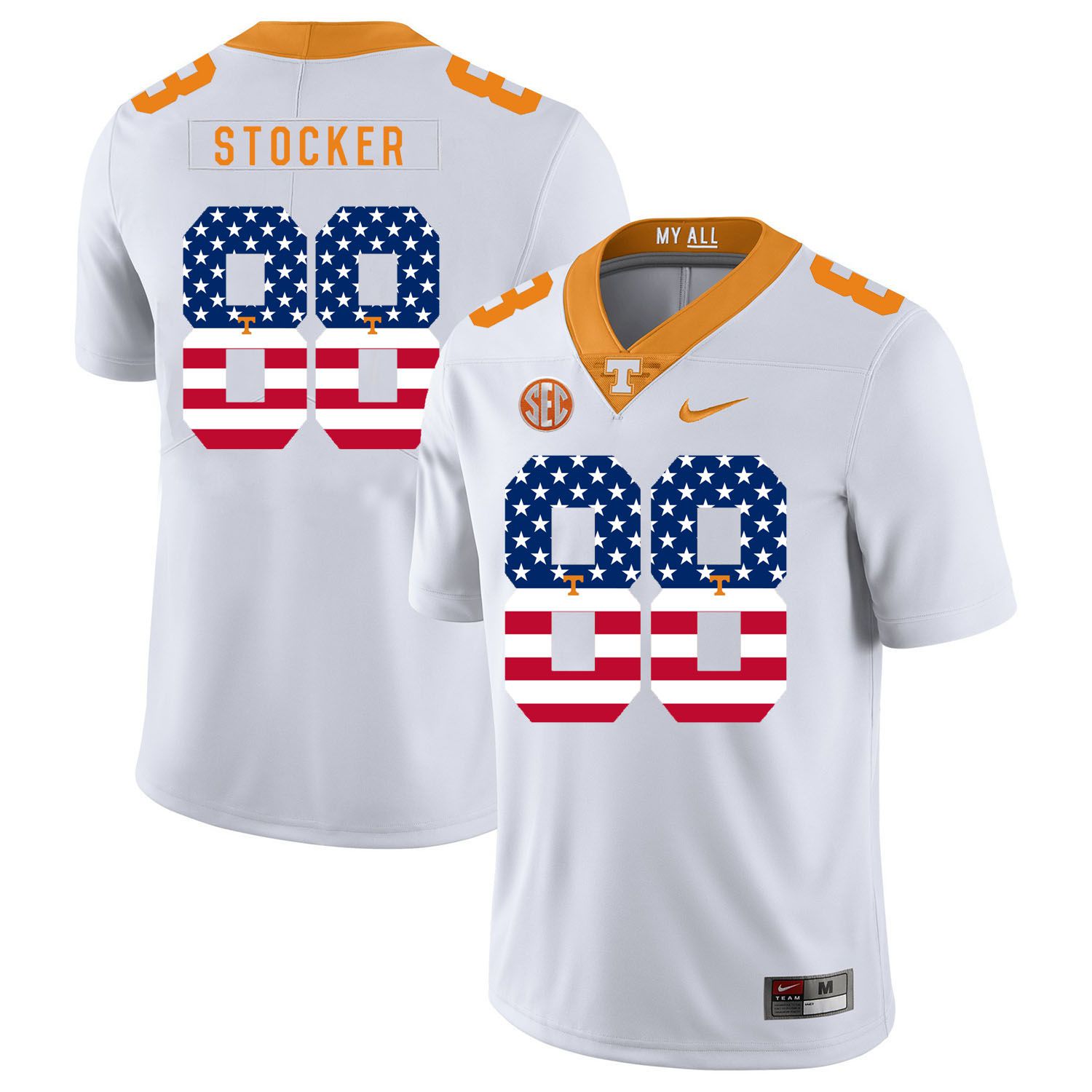 Men Tennessee Volunteers #88 Stocker White Flag Customized NCAA Jerseys